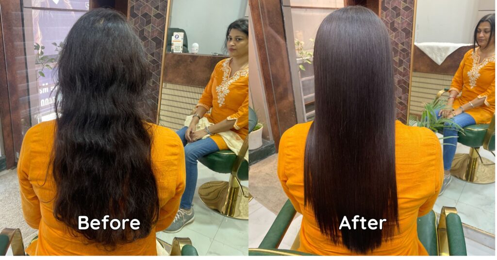 Keratin hair treatment before after – Jabalpur salon