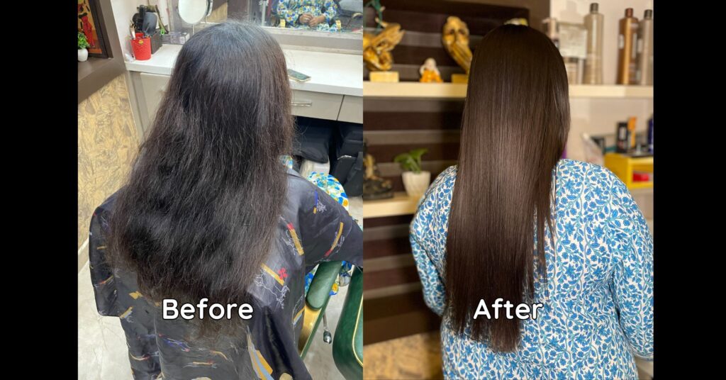 Permanent hair straightening in Jabalpur salon