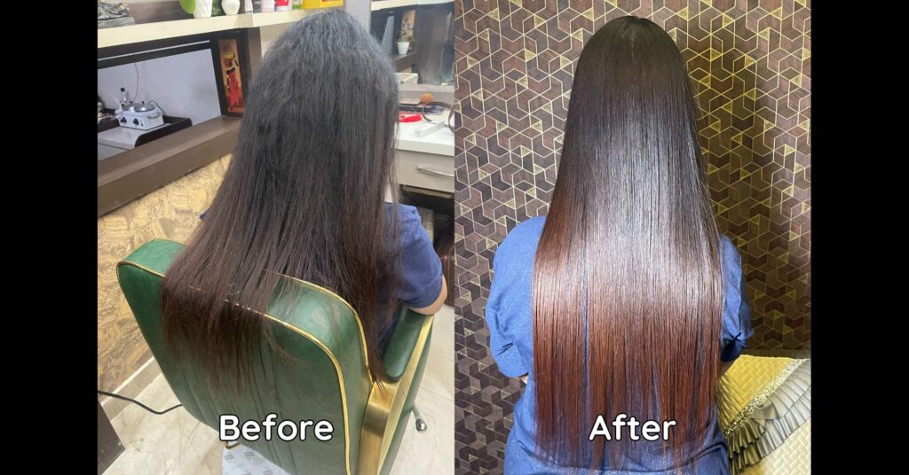 Hair straightening service at Jabalpur parlour